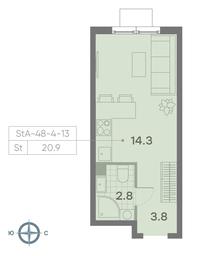 Apartment Sale, 20.9平方米 at Parkside, Krasnogo Mayaka Street, 26к1, Moscow, Russia #3 Apartment Sale, 20.9平方米 at Parkside, Krasnogo Mayaka Street, 26к1, Moscow, Russia #3