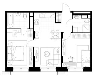 2-BD Apartment Sale, 59平方米 at Rezidentsii Skolkovo, Kashtanovaya ulitsa, 1, rabochiy posyolok Zarechye, Odintsovskiy City District, Moscow Region, Russia #4
