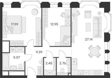 2-BD Apartment Sale, 77.85 sq. m. at Aura Belorusskaya, 1st Yamskogo Polya Street, 28с3, Moscow, Russia #2