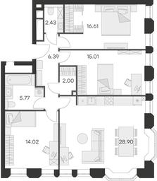 3-BD Apartment Sale, 91.13 sq. m. at Aura Belorusskaya, 1st Yamskogo Polya Street, 28с3, Moscow, Russia #2