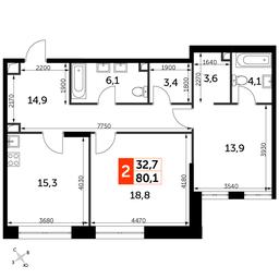 2-BD Apartment Sale, 80 sq. m. at Sydney City, Shenogina Street, 2, Moscow, Russia #2