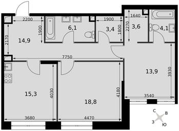 2-BD Apartment Sale, 80 sq. m. at Sydney City, Shenogina Street, 2, Moscow, Russia #4