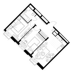 2-BD Apartment Sale, 57.6 sq. m. at Rezidentsii Skolkovo, Kashtanovaya ulitsa, 1, rabochiy posyolok Zarechye, Odintsovskiy City District, Moscow Region, Russia #2