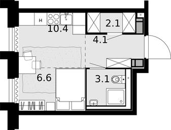 1-BD Apartment Sale, 24.7平方米 at Novaya Zvezda, Bachurinskaya ulitsa, 11, Settlement of Kommunarka, Moscow, Russia #4