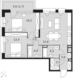 2-BD Apartment Sale, 71.1 sq. m. at The Lake, Snezhnaya Street, 22, Moscow, Russia #3 2-BD Apartment Sale, 71.1 sq. m. at The Lake, Snezhnaya Street, 22, Moscow, Russia #3
