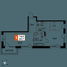 2-BD Apartment Sale, 59.7 sq. m. at The Lake, Snezhnaya Street, 22, Moscow, Russia #2