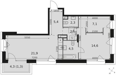 2-BD Apartment Sale, 59.7 sq. m. at The Lake, Snezhnaya Street, 22, Moscow, Russia #4