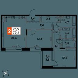 3-BD Apartment Sale, 79.2 sq. m. at The Lake, Snezhnaya Street, 22, Moscow, Russia #2