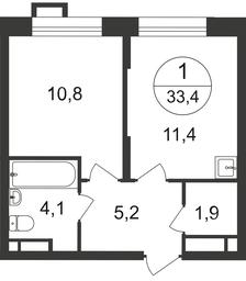Apartment Sale, 33.4 sq. m. at Pervyi Moskovskiy, ulitsa Bianki, 1, Moskovskiy, Moscow, Russia #2 Apartment Sale, 33.4 sq. m. at Pervyi Moskovskiy, ulitsa Bianki, 1, Moskovskiy, Moscow, Russia #2