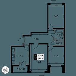 3-BD Apartment Sale, 76.3平方米 at Pervy Sheremetevskij, Komsomolskaya Street, 16, Khimki, Moscow Region, Russia #2 3-BD Apartment Sale, 76.3平方米 at Pervy Sheremetevskij, Komsomolskaya Street, 16, Khimki, Moscow Region, Russia #2