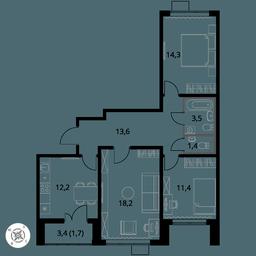 3-BD Apartment Sale, 76.3平方米 at Pervy Sheremetevskij, Komsomolskaya Street, 16, Khimki, Moscow Region, Russia #3 3-BD Apartment Sale, 76.3平方米 at Pervy Sheremetevskij, Komsomolskaya Street, 16, Khimki, Moscow Region, Russia #3