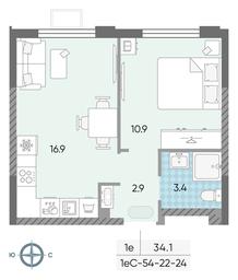 1-BD Apartment Sale, 34.1 sq. m. at Luchi, Proizvodstvennaya Street, 12к1, Moscow, Russia #2 1-BD Apartment Sale, 34.1 sq. m. at Luchi, Proizvodstvennaya Street, 12к1, Moscow, Russia #2