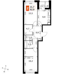 2-BD Apartment Sale, 62.9 sq. m. at Sky Garden, Stroitelny Drive, 9с6, Moscow, Russia #4