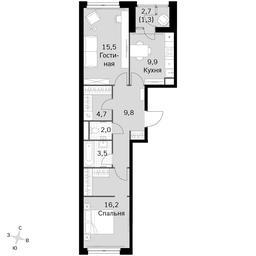 2-BD Apartment Sale, 62.9 sq. m. at Sky Garden, Stroitelny Drive, 9с6, Moscow, Russia #3 2-BD Apartment Sale, 62.9 sq. m. at Sky Garden, Stroitelny Drive, 9с6, Moscow, Russia #3