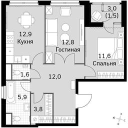 2-BD Apartment Sale, 62.1 sq. m. at Sky Garden, Stroitelny Drive, 9с6, Moscow, Russia #3 2-BD Apartment Sale, 62.1 sq. m. at Sky Garden, Stroitelny Drive, 9с6, Moscow, Russia #3