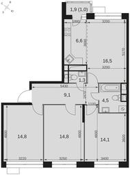 4-BD Apartment Sale, 82.6 sq. m. at Datskiy Kvartal, Datskiy Kvartal Residential Complex, posyolok Nagornoye, Mytishi Urban District, Moscow Region, Russia #4