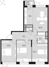 4-BD Apartment Sale, 82.6 sq. m. at Datskiy Kvartal, Datskiy Kvartal Residential Complex, posyolok Nagornoye, Mytishi Urban District, Moscow Region, Russia #3
