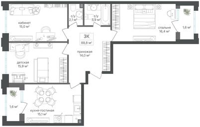 3-BD Apartment Sale, 85.5 sq. m. at Mikhalkovskiy, Mikhalkovskaya Street, 48, Moscow, Russia #3 3-BD Apartment Sale, 85.5 sq. m. at Mikhalkovskiy, Mikhalkovskaya Street, 48, Moscow, Russia #3