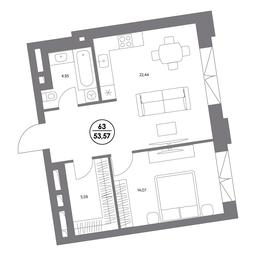 2-BD Apartment Sale, 52.4平方米 at Kosmo 4/22, Kosmodamianskaya Embankment, 4/22с8, Moscow, Russia #3 2-BD Apartment Sale, 52.4平方米 at Kosmo 4/22, Kosmodamianskaya Embankment, 4/22с8, Moscow, Russia #3
