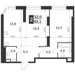 2-BD Apartment Sale, 65.1 sq. m. at Arkhitektor, Akademika Volgina Street, 2Д, Moscow, Russia #2