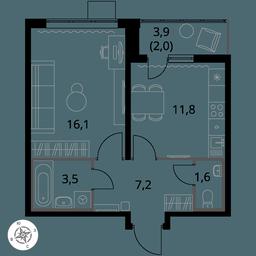 1-BD Apartment Sale, 42.1 sq. m. at Pervy Yuzhny, zhiloy kompleks Pervy Yuzhny, Leninskiy City District, Moscow Region, Russia #3
