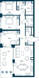 3-BD Apartment Sale, 105平方米 at Soul, Chasovaya Street, 28, Moscow, Russia #2