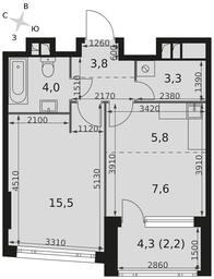 1-BD Apartment Sale, 42.2平方米 at Rotterdam, Varshavskoye Highway, 37Ак1с2, Moscow, Russia #4