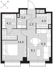 1-BD Apartment Sale, 43.6平方米 at Sydney City, Shenogina Street, 2, Moscow, Russia #3