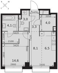 1-BD Apartment Sale, 43.6平方米 at Sydney City, Shenogina Street, 2, Moscow, Russia #4
