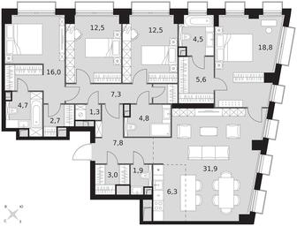 5-BD Apartment Sale, 141.6 sq. m. at Sydney City, Shenogina Street, 2, Moscow, Russia #3