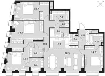5-BD Apartment Sale, 148.2 sq. m. at Sydney City, Shenogina Street, 2, Moscow, Russia #3
