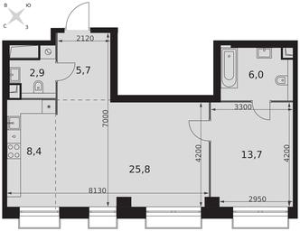2-BD Apartment Sale, 62.5平方米 at Sydney City, Shenogina Street, 2, Moscow, Russia #4