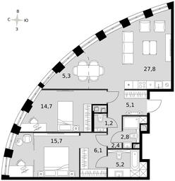 3-BD Apartment Sale, 86.1 sq. m. at Sydney City, Shenogina Street, 2, Moscow, Russia #3