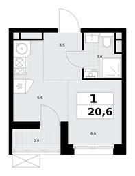 Apartment Sale, 20.6平方米 at Rodniye Kvartaly, Kvartal № 33, Marushkinskoye Settlement, Moscow, Russia #3 Apartment Sale, 20.6平方米 at Rodniye Kvartaly, Kvartal № 33, Marushkinskoye Settlement, Moscow, Russia #3