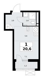 Apartment Sale, 20.6平方米 at Rodniye Kvartaly, Kvartal № 33, Marushkinskoye Settlement, Moscow, Russia #3 Apartment Sale, 20.6平方米 at Rodniye Kvartaly, Kvartal № 33, Marushkinskoye Settlement, Moscow, Russia #3