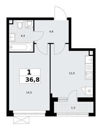 Apartment Sale, 36.8平方米 at Rodniye Kvartaly, Kvartal № 33, Marushkinskoye Settlement, Moscow, Russia #3