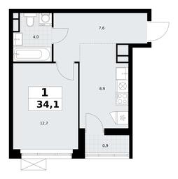 Apartment Sale, 34.1平方米 at Rodniye Kvartaly, Kvartal № 33, Marushkinskoye Settlement, Moscow, Russia #3