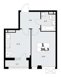 Apartment Sale, 36.3 sq. m. at Rodniye Kvartaly, Kvartal № 33, Marushkinskoye Settlement, Moscow, Russia #3