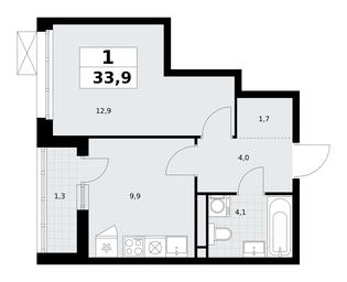 Apartment Sale, 33.9平方米 at Rodniye Kvartaly, Kvartal № 33, Marushkinskoye Settlement, Moscow, Russia #3