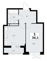 Apartment Sale, 36.1平方米 at Rodniye Kvartaly, Kvartal № 33, Marushkinskoye Settlement, Moscow, Russia #3 Apartment Sale, 36.1平方米 at Rodniye Kvartaly, Kvartal № 33, Marushkinskoye Settlement, Moscow, Russia #3