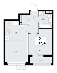 1-BD Apartment Sale, 37.4平方米 at Rodniye Kvartaly, Kvartal № 33, Marushkinskoye Settlement, Moscow, Russia #3 1-BD Apartment Sale, 37.4平方米 at Rodniye Kvartaly, Kvartal № 33, Marushkinskoye Settlement, Moscow, Russia #3