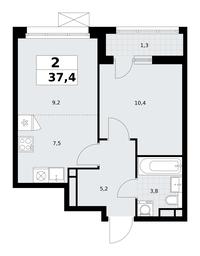 1-BD Apartment Sale, 37.4平方米 at Rodniye Kvartaly, Kvartal № 33, Marushkinskoye Settlement, Moscow, Russia #3 1-BD Apartment Sale, 37.4平方米 at Rodniye Kvartaly, Kvartal № 33, Marushkinskoye Settlement, Moscow, Russia #3