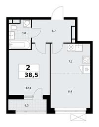1-BD Apartment Sale, 38.5平方米 at Rodniye Kvartaly, Kvartal № 33, Marushkinskoye Settlement, Moscow, Russia #3 1-BD Apartment Sale, 38.5平方米 at Rodniye Kvartaly, Kvartal № 33, Marushkinskoye Settlement, Moscow, Russia #3