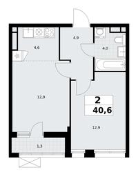 1-BD Apartment Sale, 40.6平方米 at Rodniye Kvartaly, Kvartal № 33, Marushkinskoye Settlement, Moscow, Russia #3 1-BD Apartment Sale, 40.6平方米 at Rodniye Kvartaly, Kvartal № 33, Marushkinskoye Settlement, Moscow, Russia #3