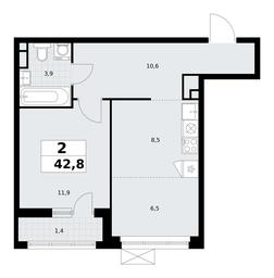 1-BD Apartment Sale, 42.8平方米 at Rodniye Kvartaly, Kvartal № 33, Marushkinskoye Settlement, Moscow, Russia #3 1-BD Apartment Sale, 42.8平方米 at Rodniye Kvartaly, Kvartal № 33, Marushkinskoye Settlement, Moscow, Russia #3