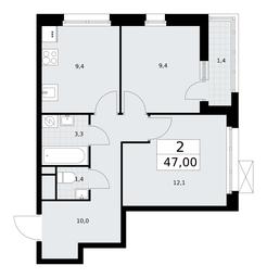 1-BD Apartment Sale, 47平方米 at Rodniye Kvartaly, Kvartal № 33, Marushkinskoye Settlement, Moscow, Russia #2 1-BD Apartment Sale, 47平方米 at Rodniye Kvartaly, Kvartal № 33, Marushkinskoye Settlement, Moscow, Russia #2
