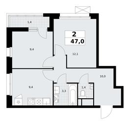 1-BD Apartment Sale, 47平方米 at Rodniye Kvartaly, Kvartal № 33, Marushkinskoye Settlement, Moscow, Russia #3 1-BD Apartment Sale, 47平方米 at Rodniye Kvartaly, Kvartal № 33, Marushkinskoye Settlement, Moscow, Russia #3
