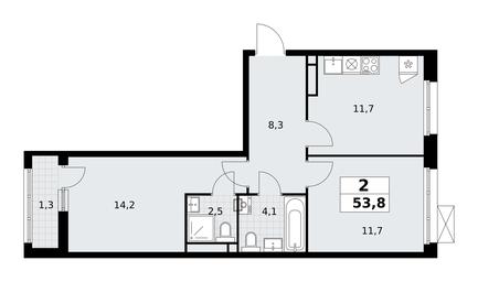 1-BD Apartment Sale, 53.8平方米 at Rodniye Kvartaly, Kvartal № 33, Marushkinskoye Settlement, Moscow, Russia #3 1-BD Apartment Sale, 53.8平方米 at Rodniye Kvartaly, Kvartal № 33, Marushkinskoye Settlement, Moscow, Russia #3