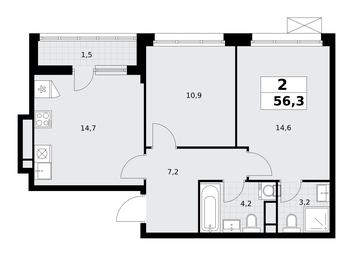 1-BD Apartment Sale, 56.3平方米 at Rodniye Kvartaly, Kvartal № 33, Marushkinskoye Settlement, Moscow, Russia #3 1-BD Apartment Sale, 56.3平方米 at Rodniye Kvartaly, Kvartal № 33, Marushkinskoye Settlement, Moscow, Russia #3