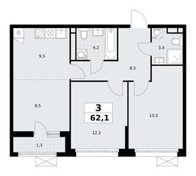 2-BD Apartment Sale, 62.1 sq. m. at Rodniye Kvartaly, Kvartal № 33, Marushkinskoye Settlement, Moscow, Russia #4